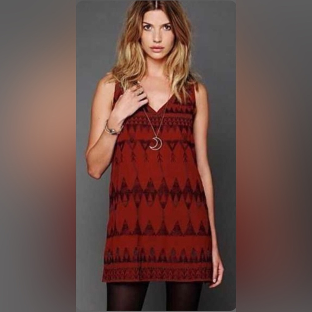 NWT Free People Beaded Boho Mini Shift Dress - Picture 1 of 14